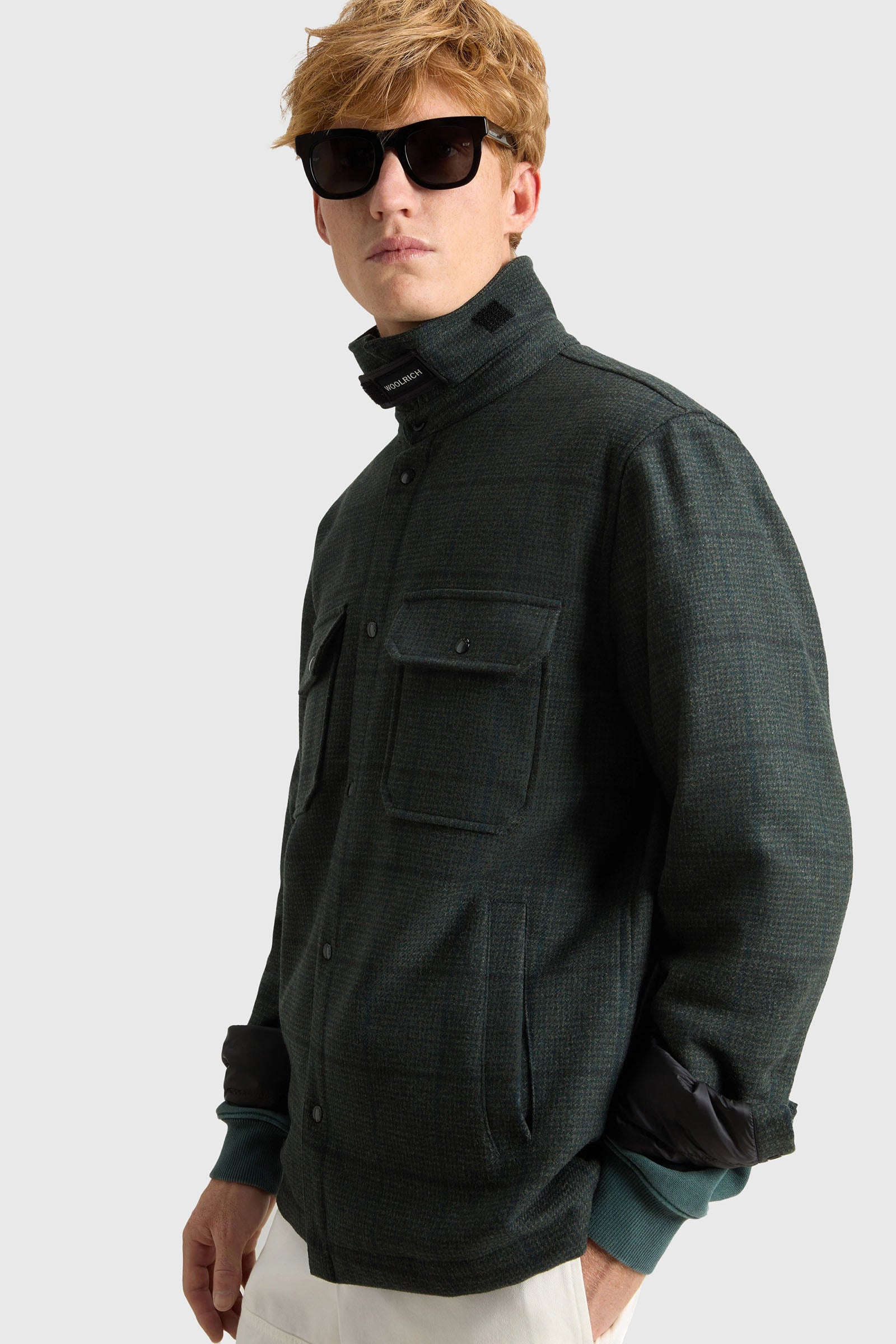 Woolrich Overshirt Alaskan Wool Check Verde Scuro Uomo - 2