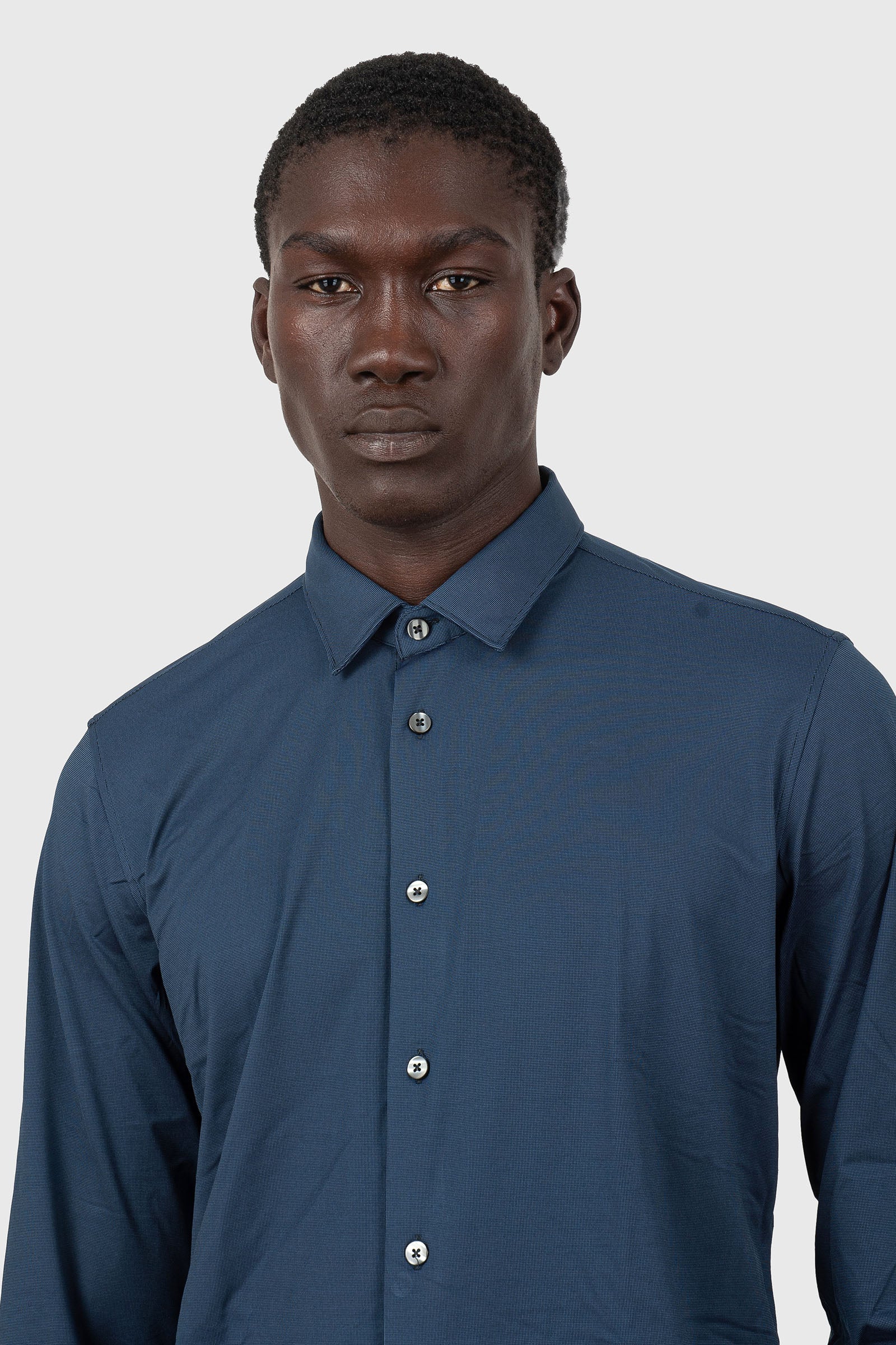 Rrd Oxford Jacquard Open Shirt Avio Uomo - 6