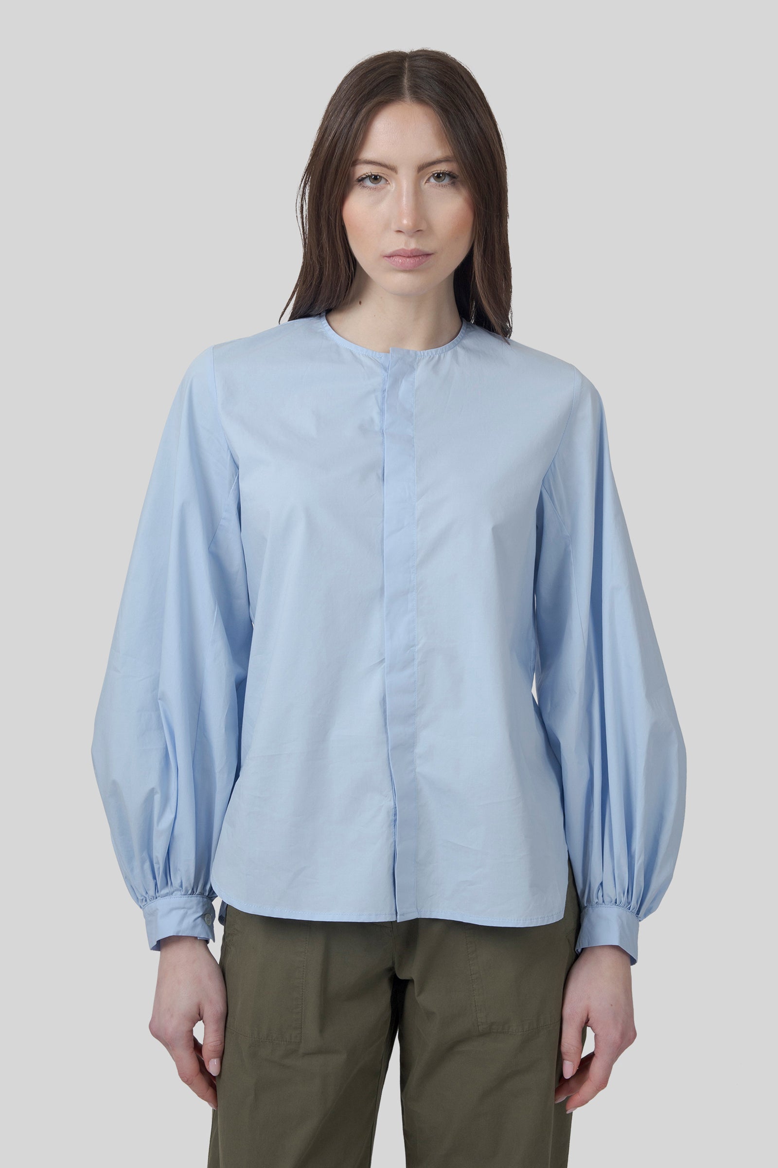 Roberto Collina Camicia Coreana Azzurro Donna - 7