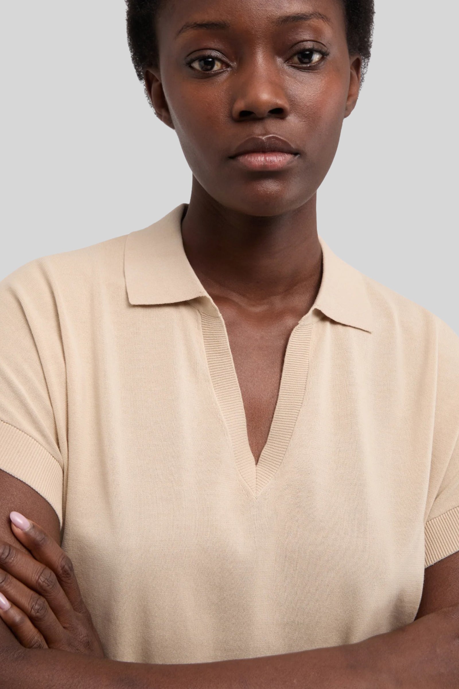 V-neck Knit Polo - 1