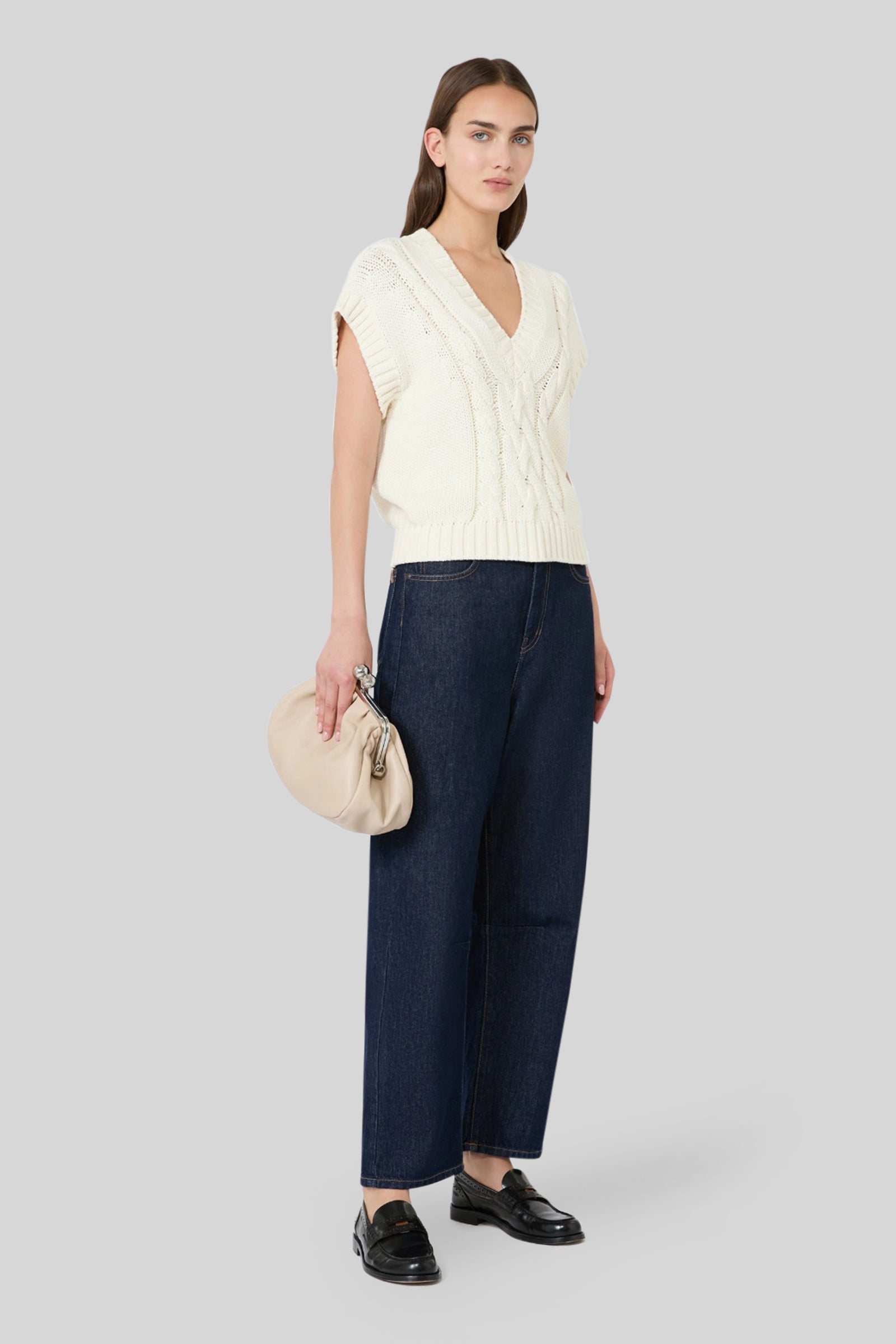 Max Mara Weekend Gilet In Filato Di Cotone Pascia Ecru Donna - 2