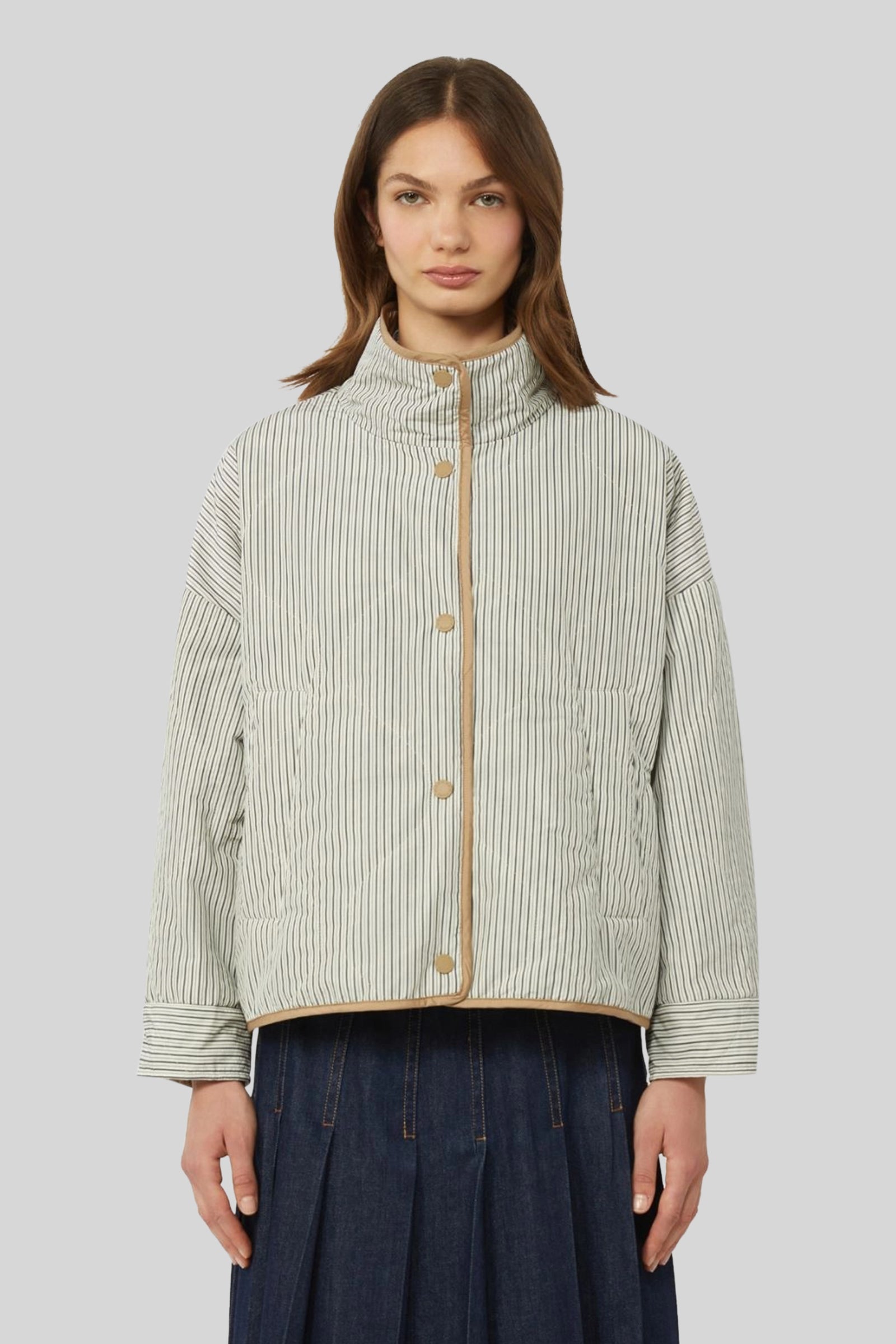 Max Mara Weekend Giacca Imbottita Reversibile In Tela Antigoccia Smalto Nocciola Donna - 5