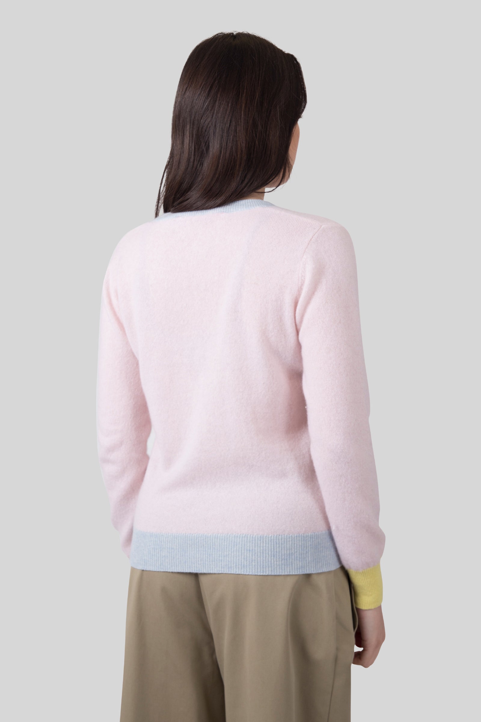 Absolut Cashmere Maglia Scollo V Isla Rosa Chiaro Donna - 2
