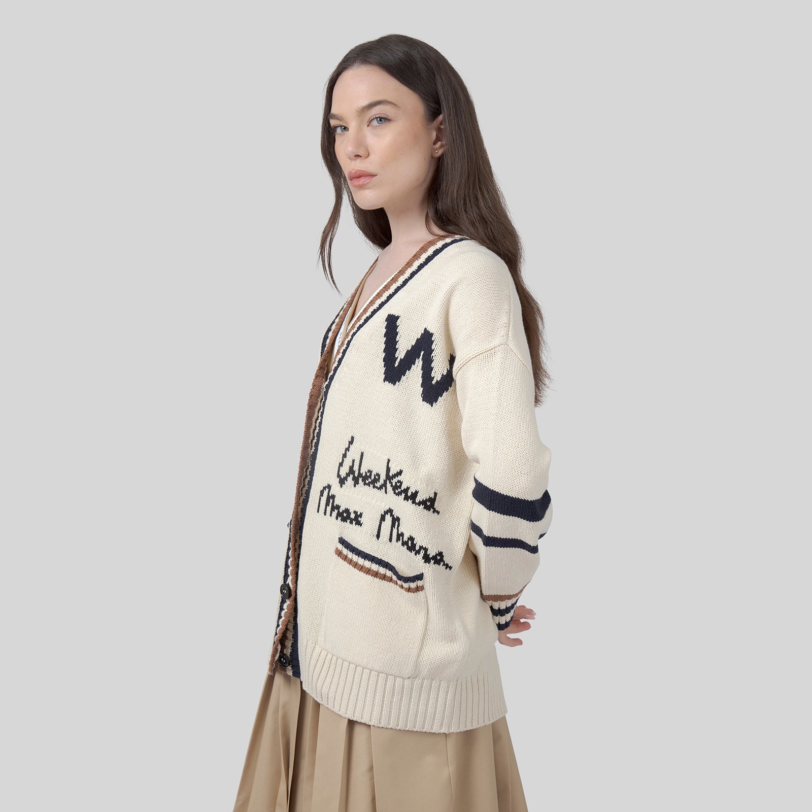 Max Mara Weekend Cardigan Blasone Beige Chiaro Donna - 6