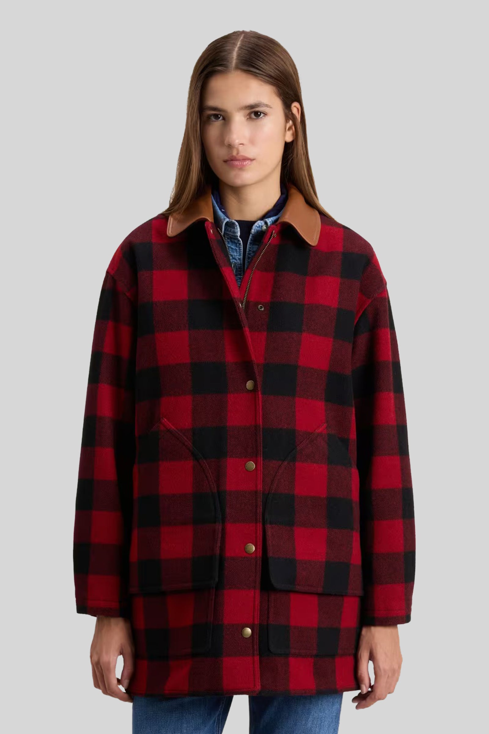 Woolrich Woolen Mills Women's Barn Coat Buffalo Check Nero/rosso Donna - 1