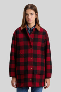 Woolrich Woolen Mills Women's Barn Coat Buffalo Check Nero/rosso Donna woolrich