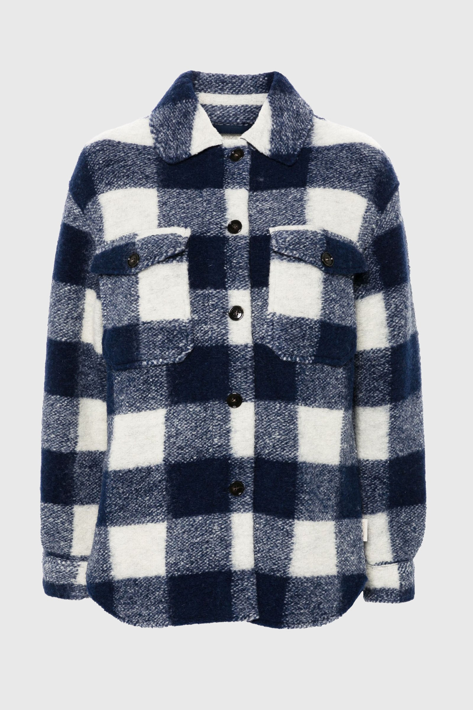 Woolrich Overshirt Gentry Check In Misto Lana Bianco/blu Donna - 4