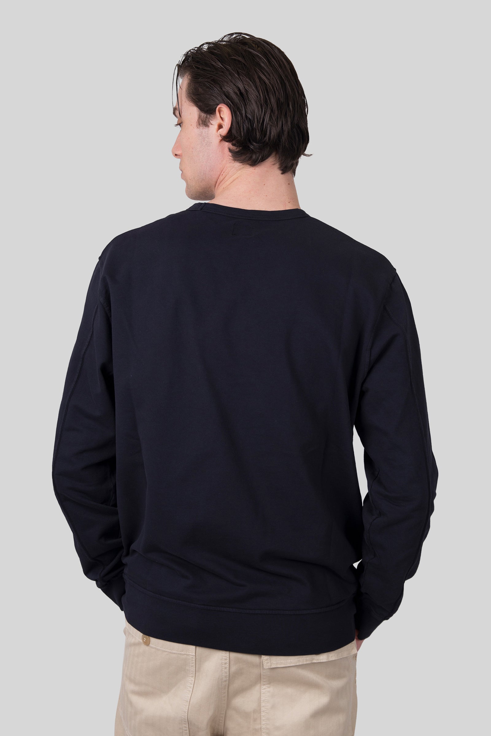 C.p. Company Felpa Light Fleece Crewneck Blu Scuro Uomo - 3
