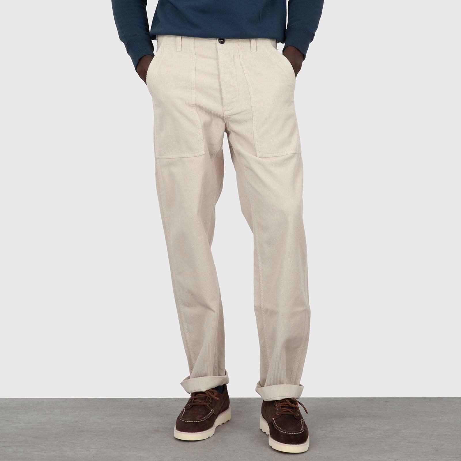 Fortela Pantalone Woven Fatigue In Velluto Panna Uomo - 7