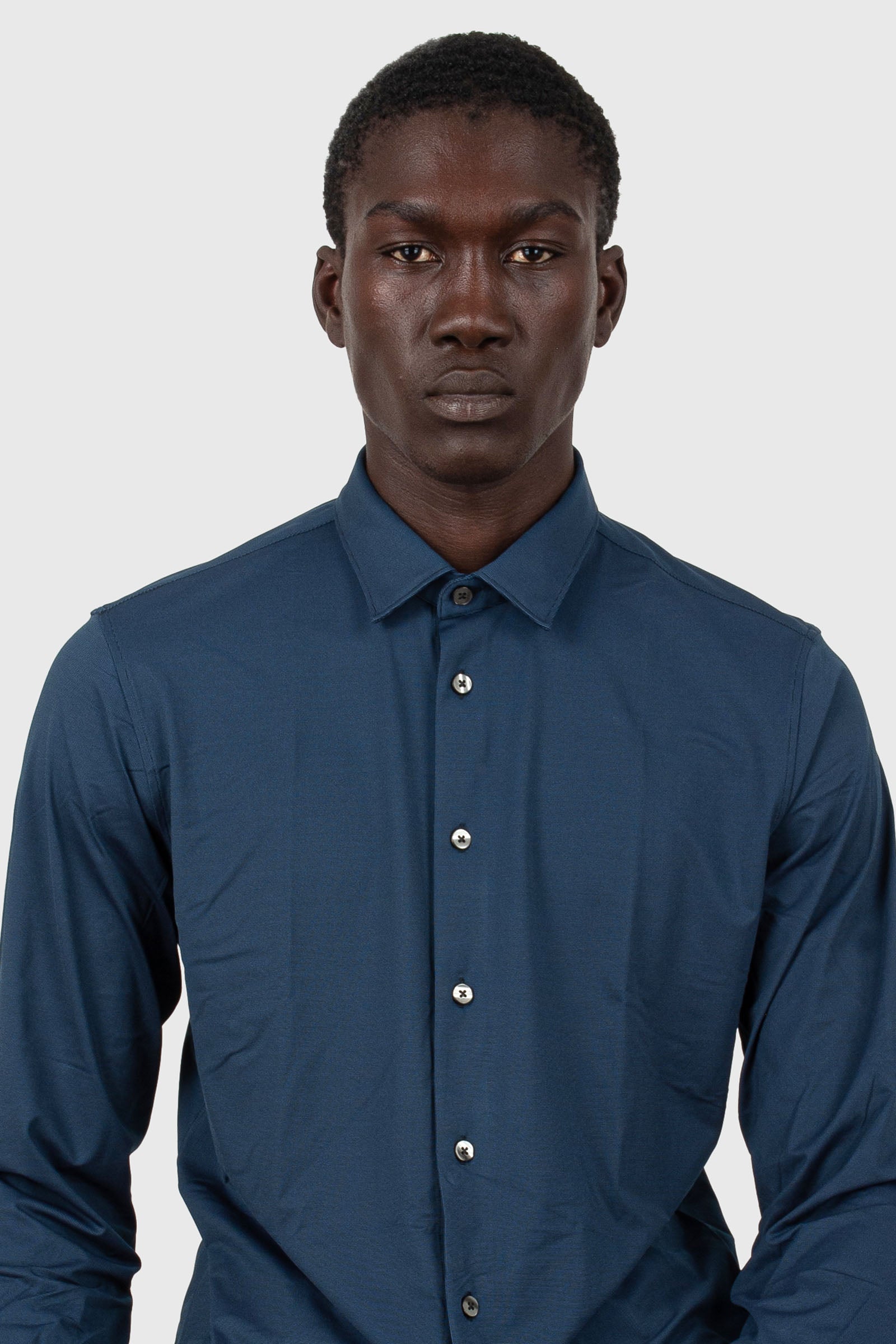 Rrd Oxford Jacquard Open Shirt Avio Uomo - 7