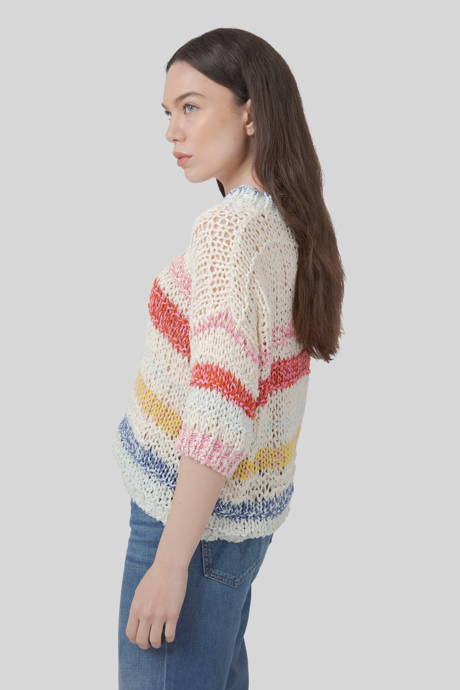 Striped Mixed-stitch Knit - 5