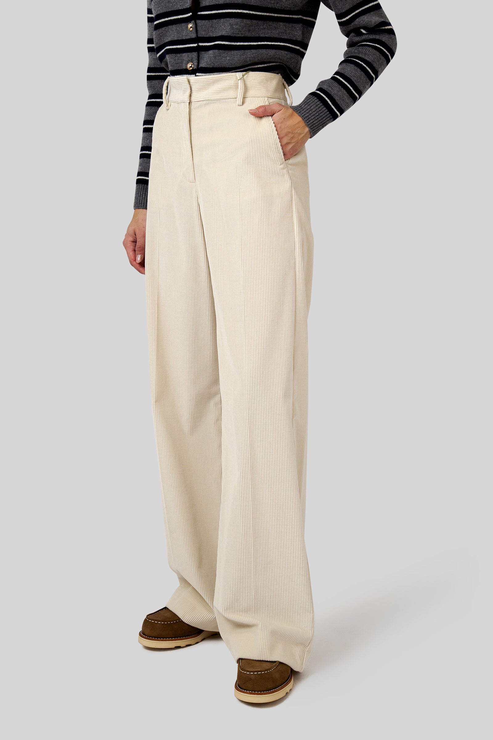 Max Mara Weekend Pantalone In Velluto Tania Avorio Donna - 3