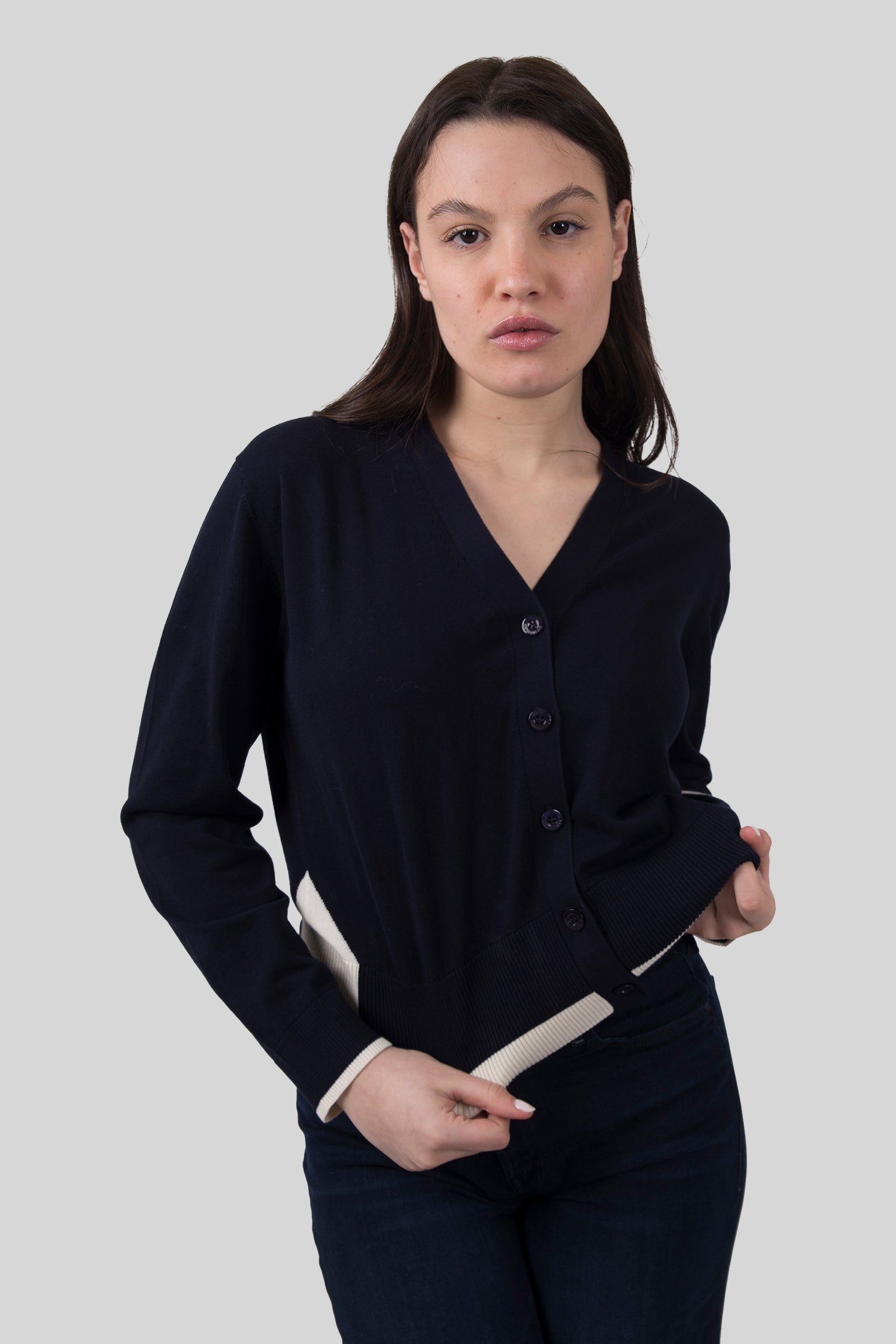 Semicouture Cardigan Amanda Beige/blu Donna - 5