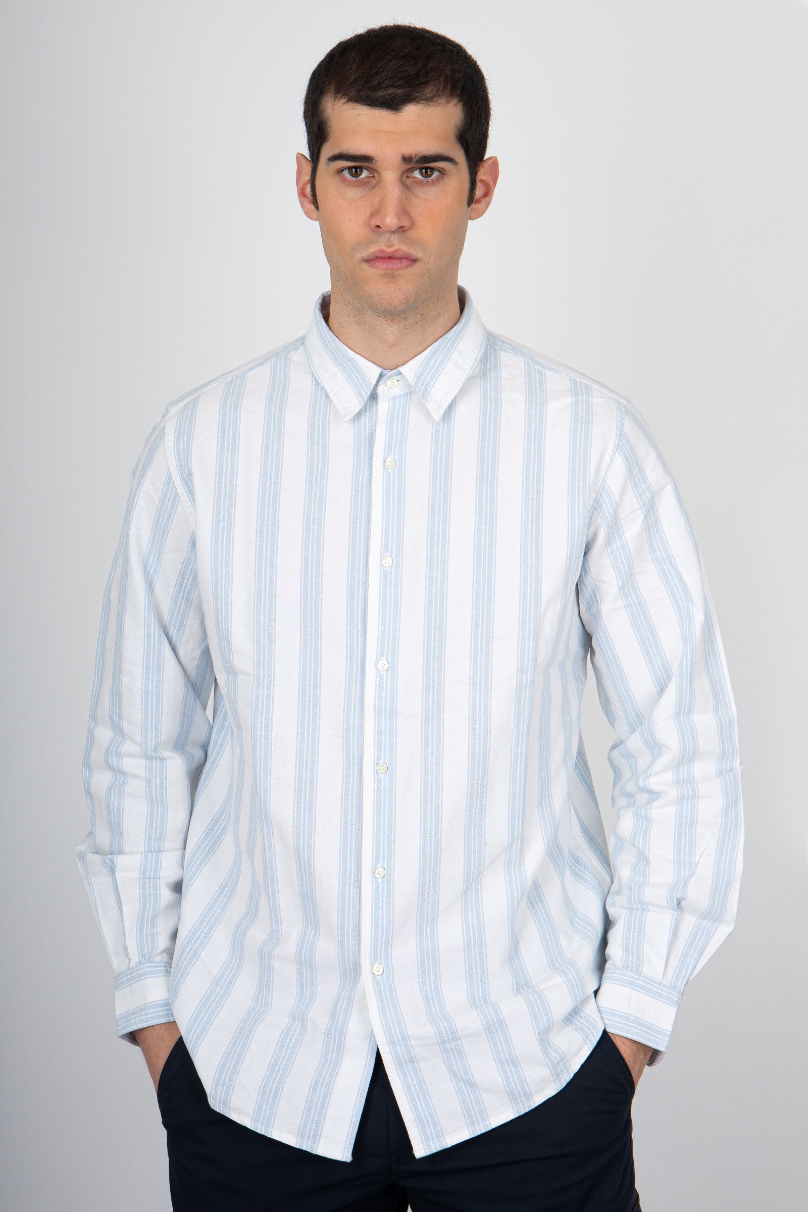Aspesi Comma Oxford Cotton Shirt Blue - 3