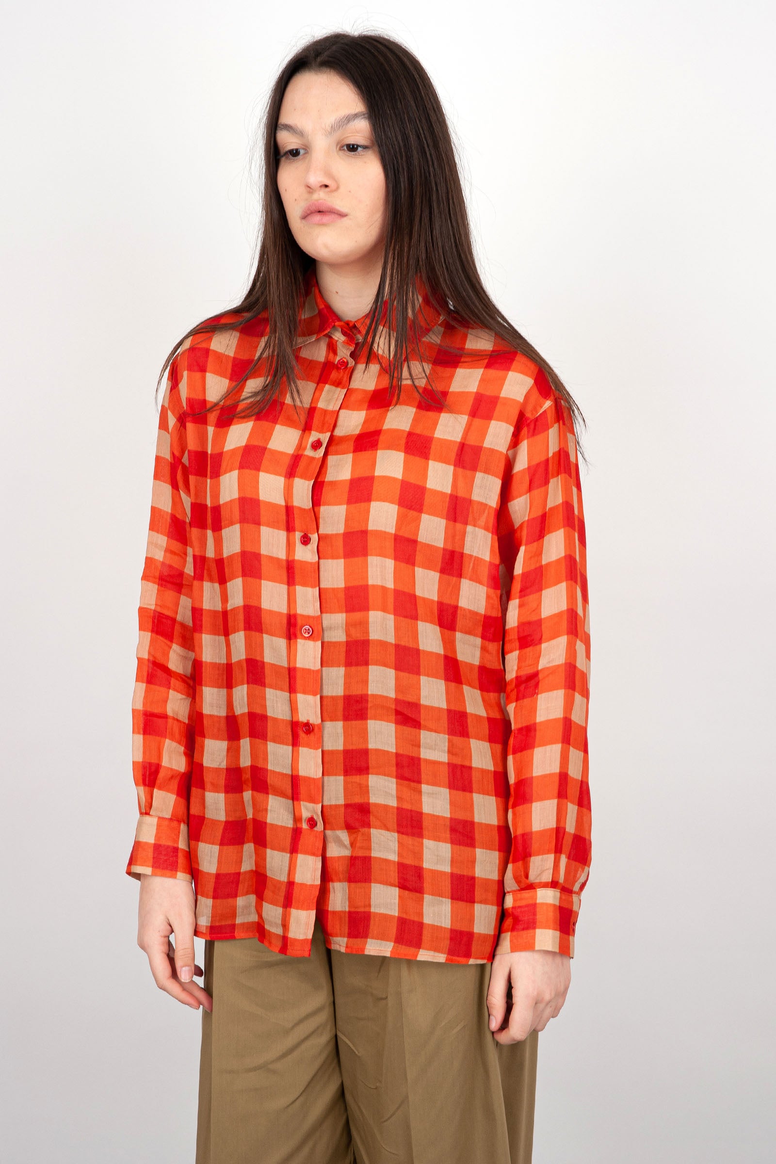 SemiCouture Verdiana Cotton Shirt in Orange - 5