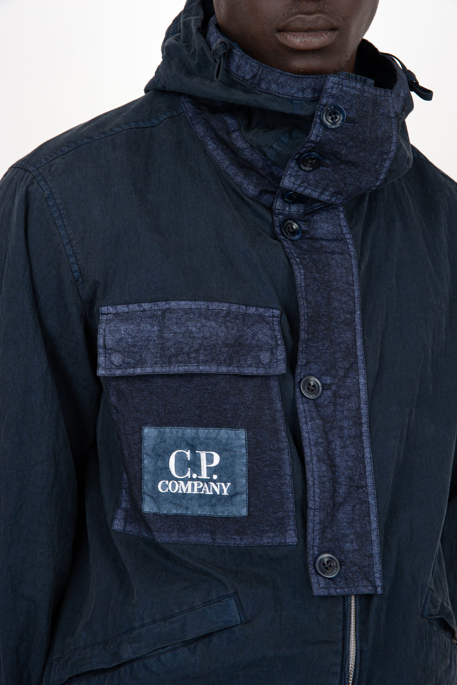 C.P. Company 50 Fili Gum Hooded Cotton Jacket in Indigo - 2