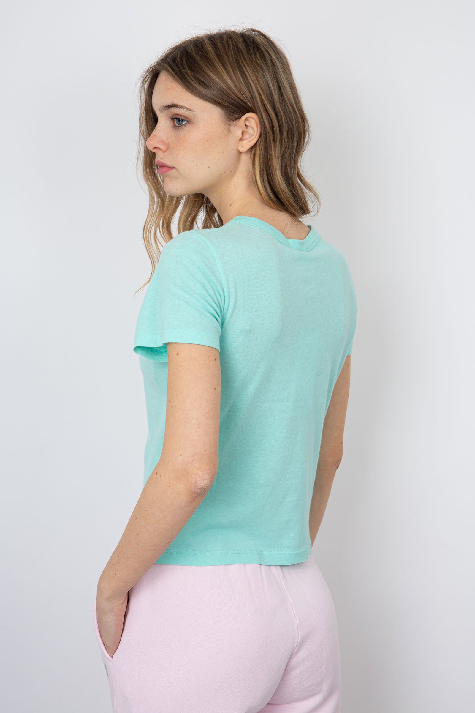 American Vintage T-Shirt Gamipy Cotton Aqua Green - 4