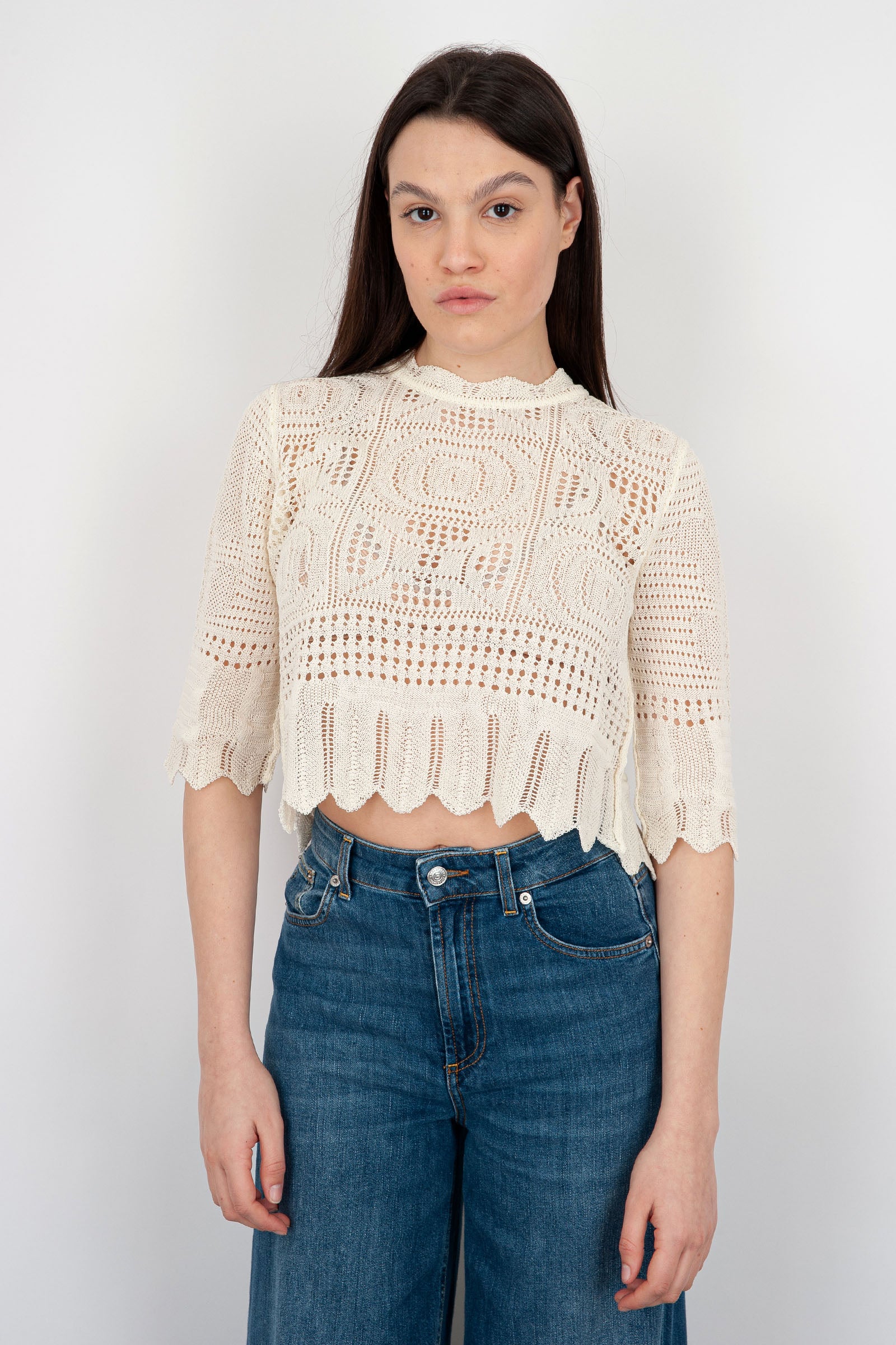 SemiCouture Grace Cotton Ivory Sweater - 1