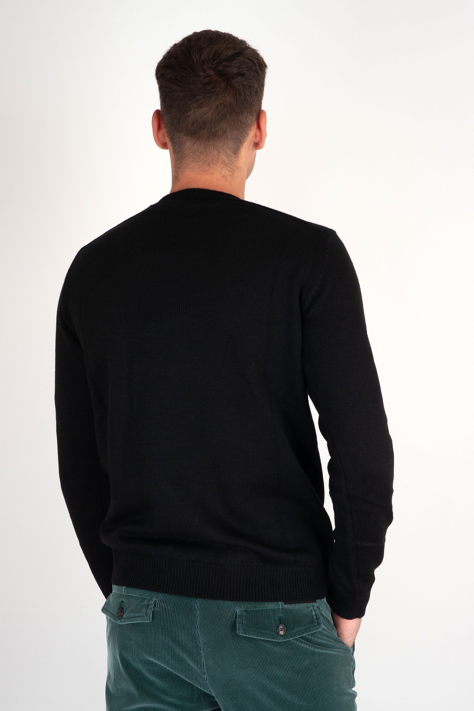 Roberto Collina Round Neck Wool Sweater Black - 4