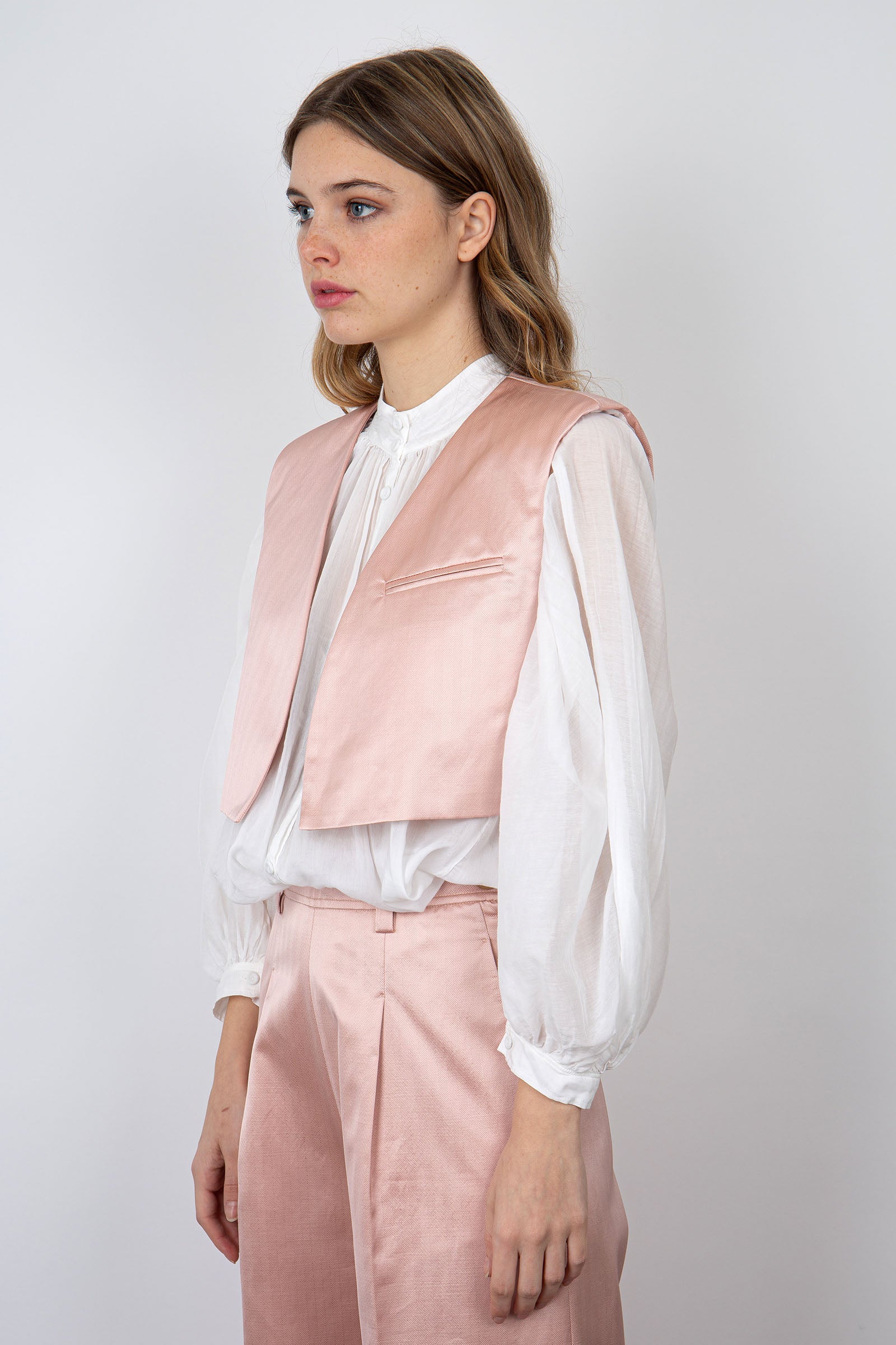 Forte Forte Tailored Cotton Vest in Light Pink - 3