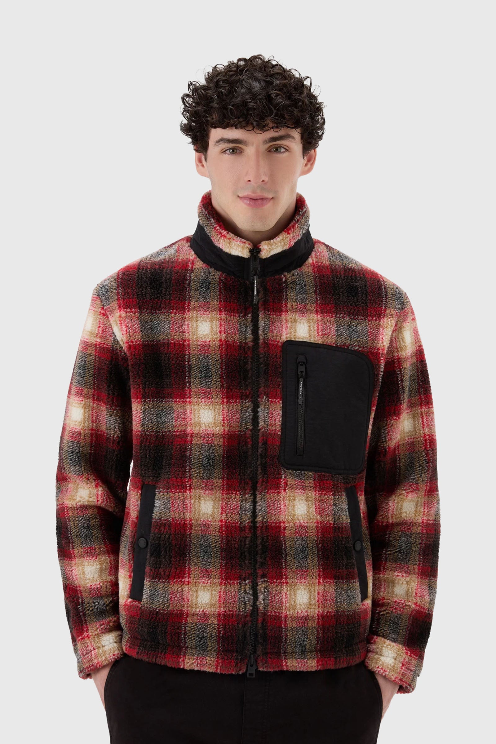 Woolrich Giacca in Sherpa di Misto Lana Rosso - 1