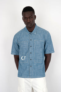 C.P. Company Camicia Short-Sleeved Logo Cotone Chambray c.p. company
