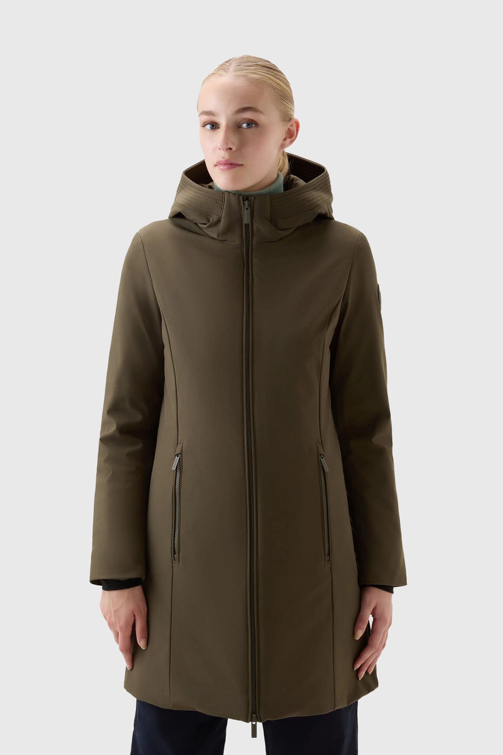 Woolrich Parka Firth in Tech Softshell Verde Militare - 1