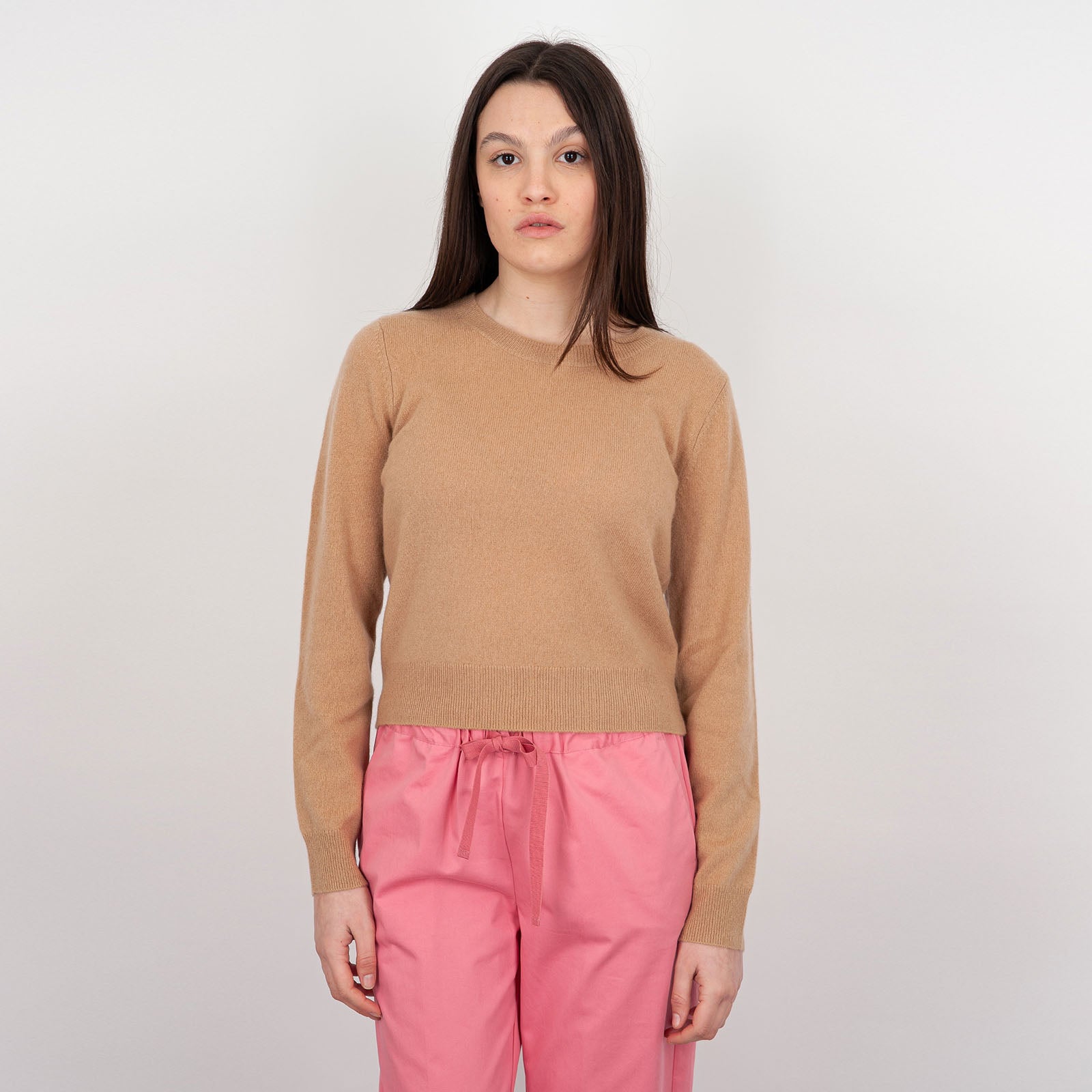 Absolut Cashmere Carlie Crew Neck Sweater in Sand Wool - 6