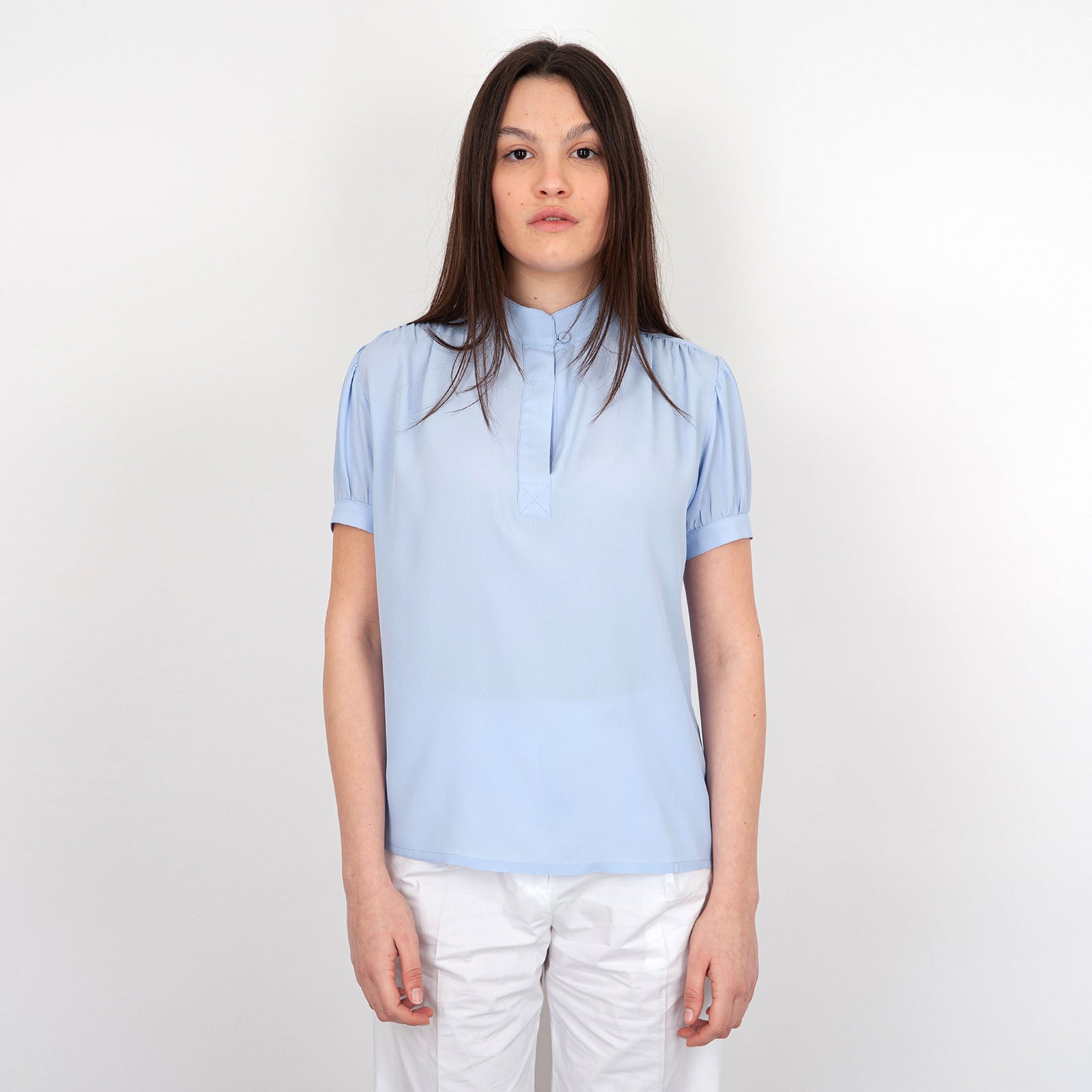 Grifoni Short Sleeve Silk Polo Shirt in Lilac - 6