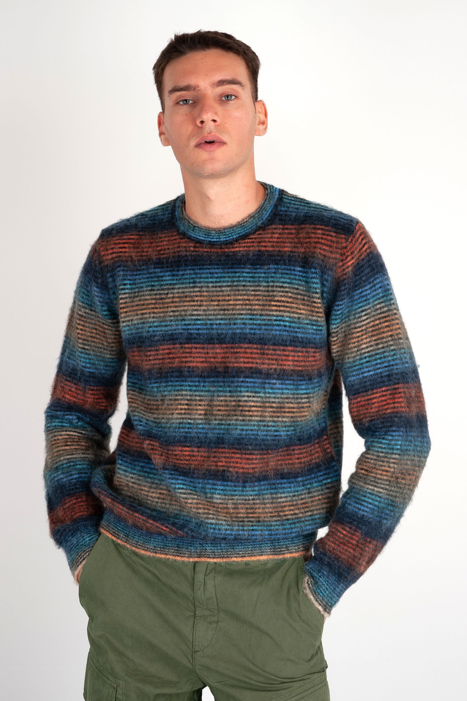 Roberto Collina Multicolor Striped Sweater, Alpaca/Mohair Wool Blend - 3