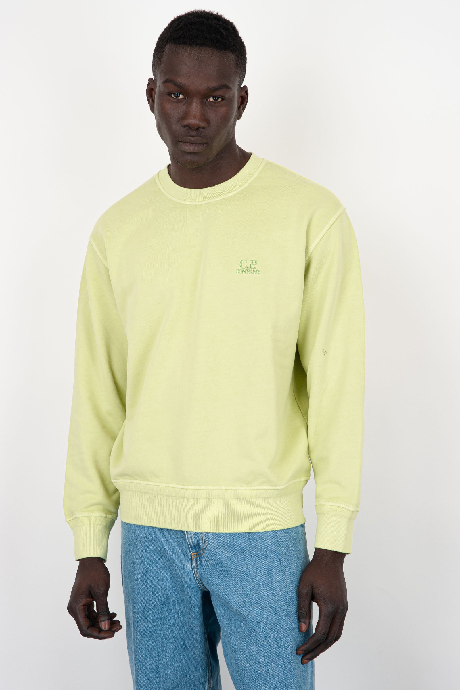 C.P. Company Diagonal Fleece Logo Sweatshirt Light Green Cotton - 3