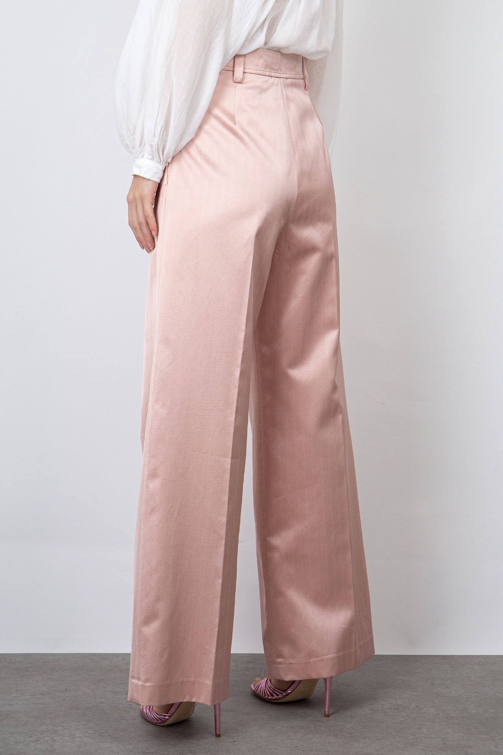 Forte Forte High-Waisted Tailored Trousers in Light Pink Cotton - 5