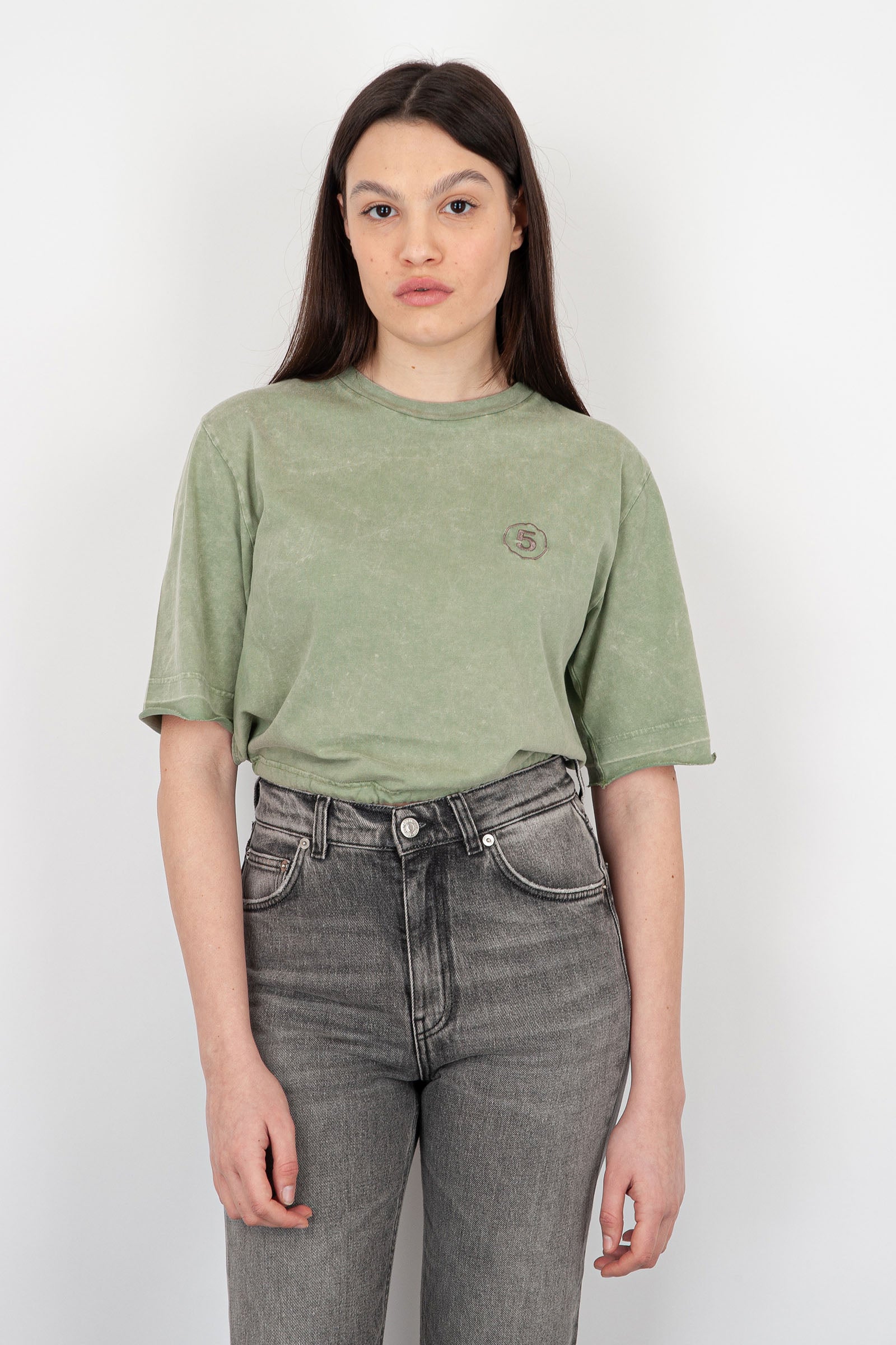 Department Five Crop T-Shirt Lax Cotton Military Green - 4