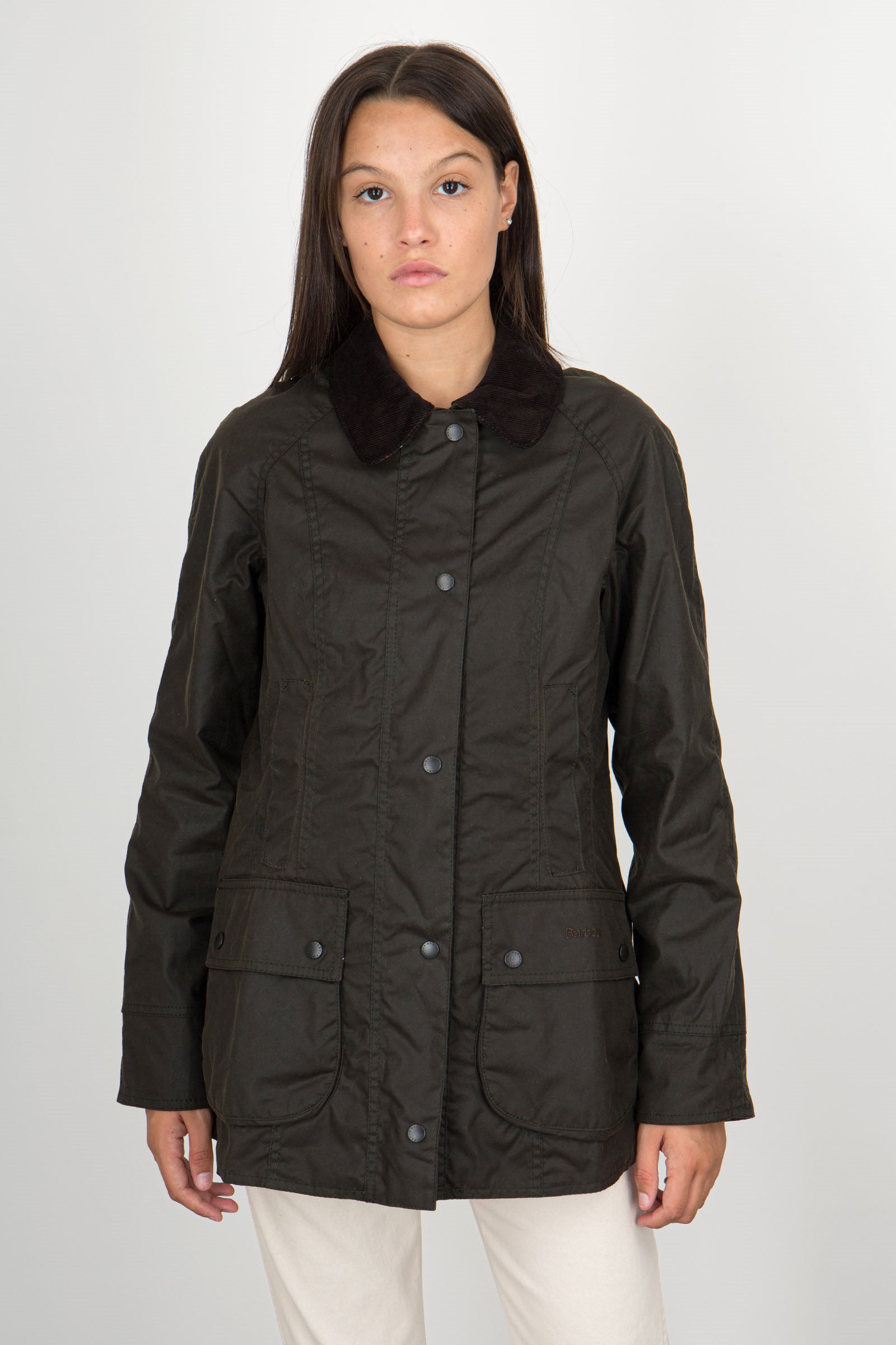 Barbour Giubbotto Beadnell Wax Olive Verde Oliva Donna - 1
