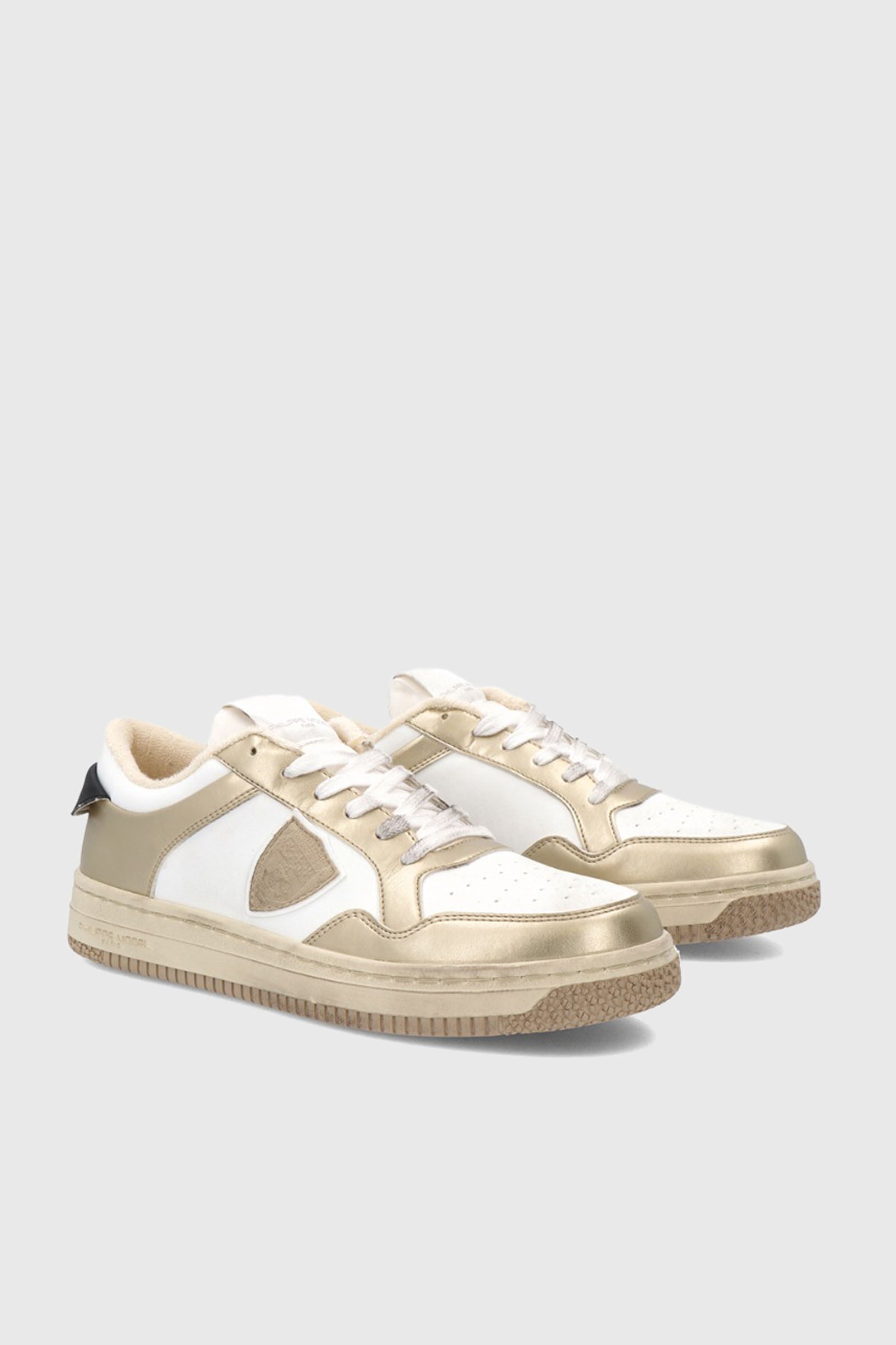 Philippe Model Sneaker Lyon Recycle Mixage Metal Blanc Or Oro Donna - 2