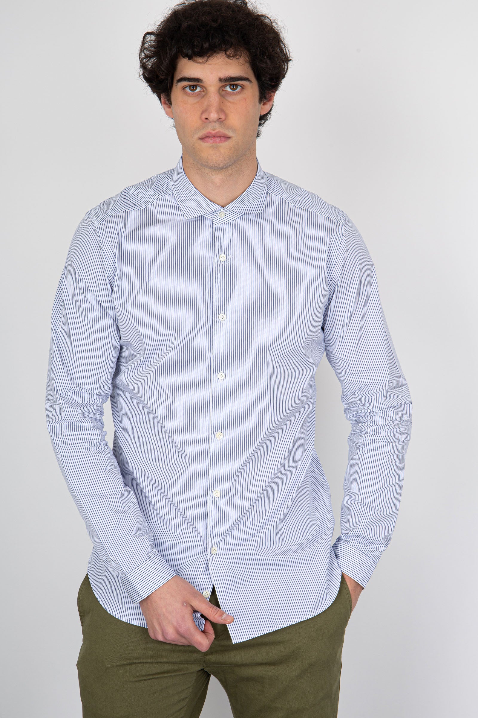 French Collar Striped Shirt - 1