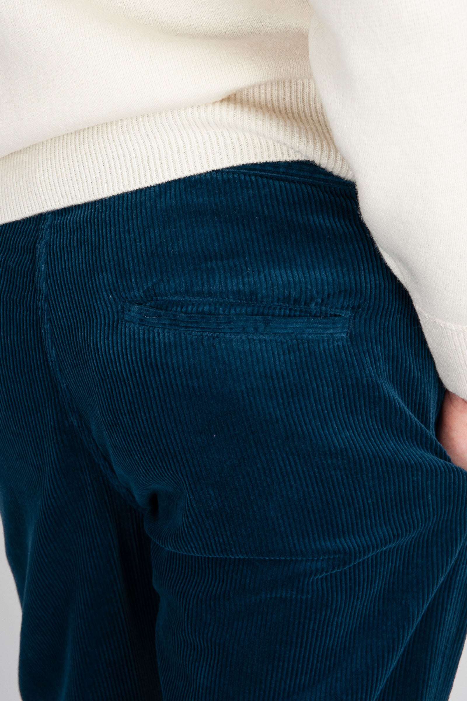 ASPESI Pantalone Funzionale in Velluto a Coste Blu - 2