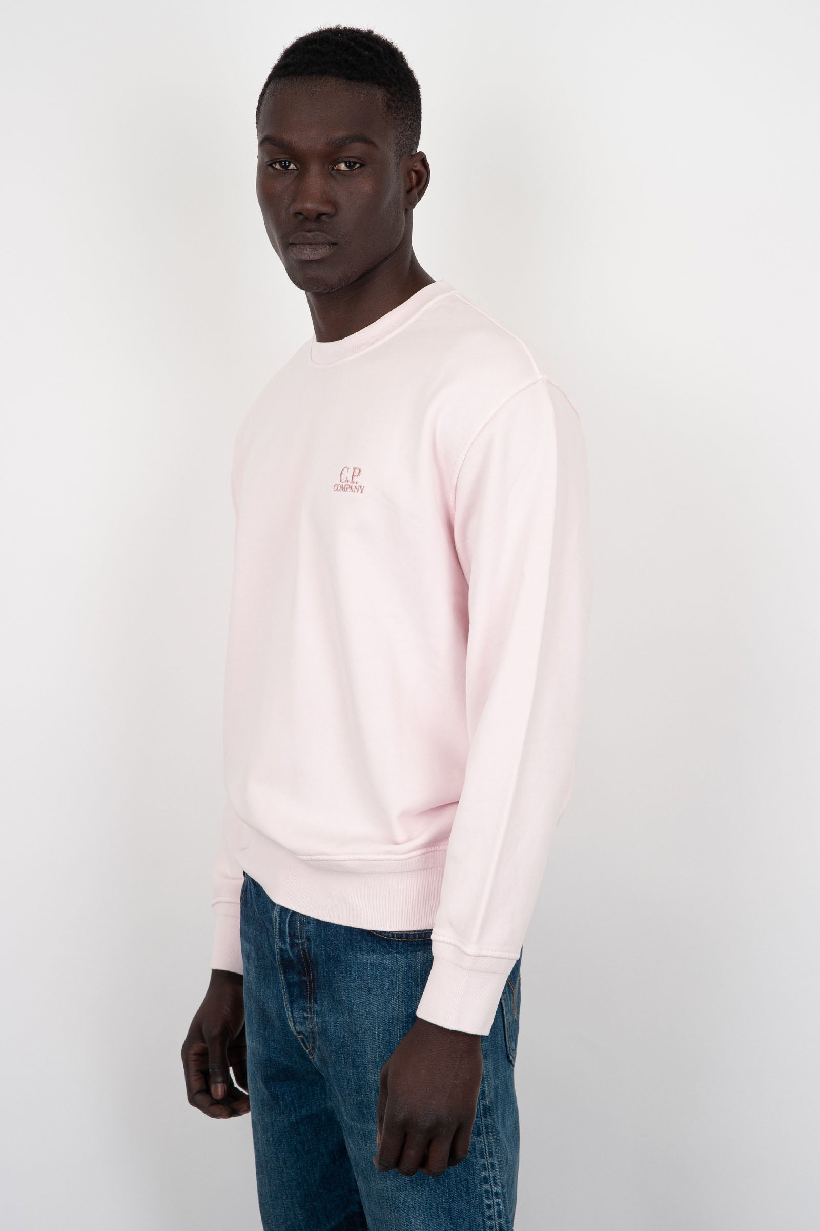 C.P. Company Light Pink Diagonal Fleece Logo Cotton Sweatshirt - 3
