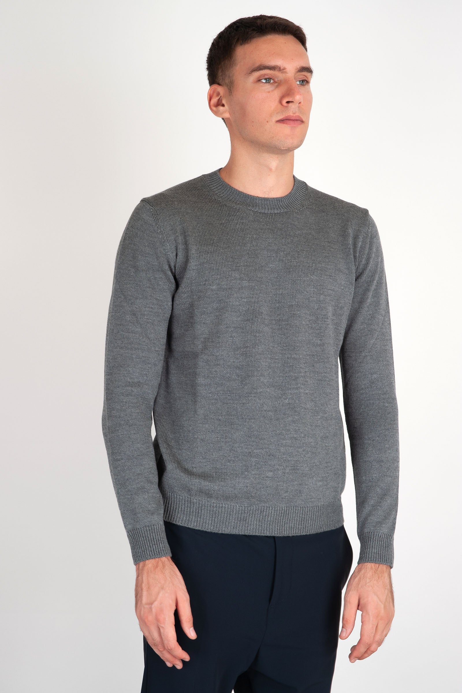 Roberto Collina Crewneck Wool Sweater Grey - 3