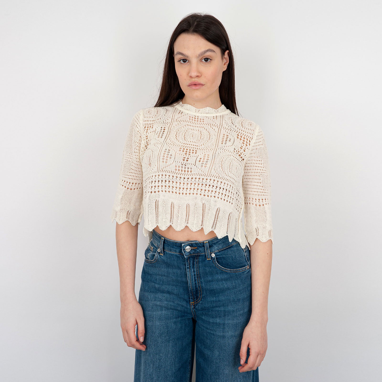 SemiCouture Grace Cotton Ivory Sweater - 7