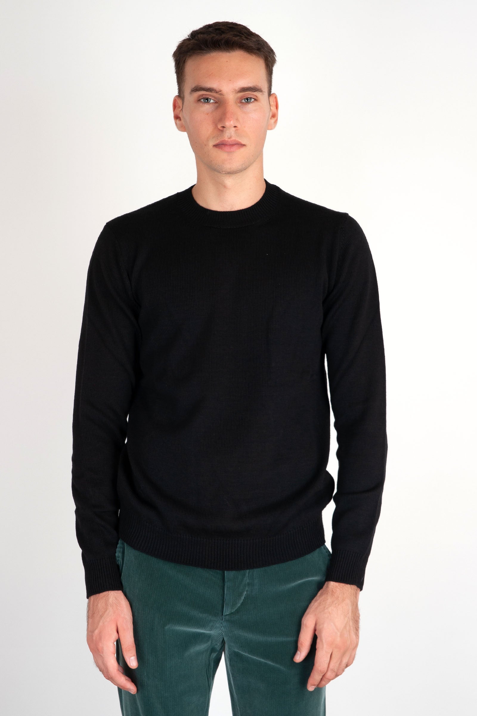 Roberto Collina Round Neck Wool Sweater Black - 1