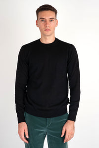 Roberto Collina Round Neck Wool Sweater Black roberto collina