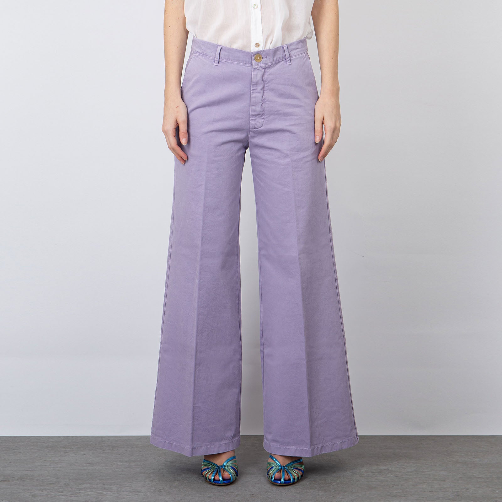 Forte Forte Wide Leg Gabardine Trousers Lilac Cotton - 8