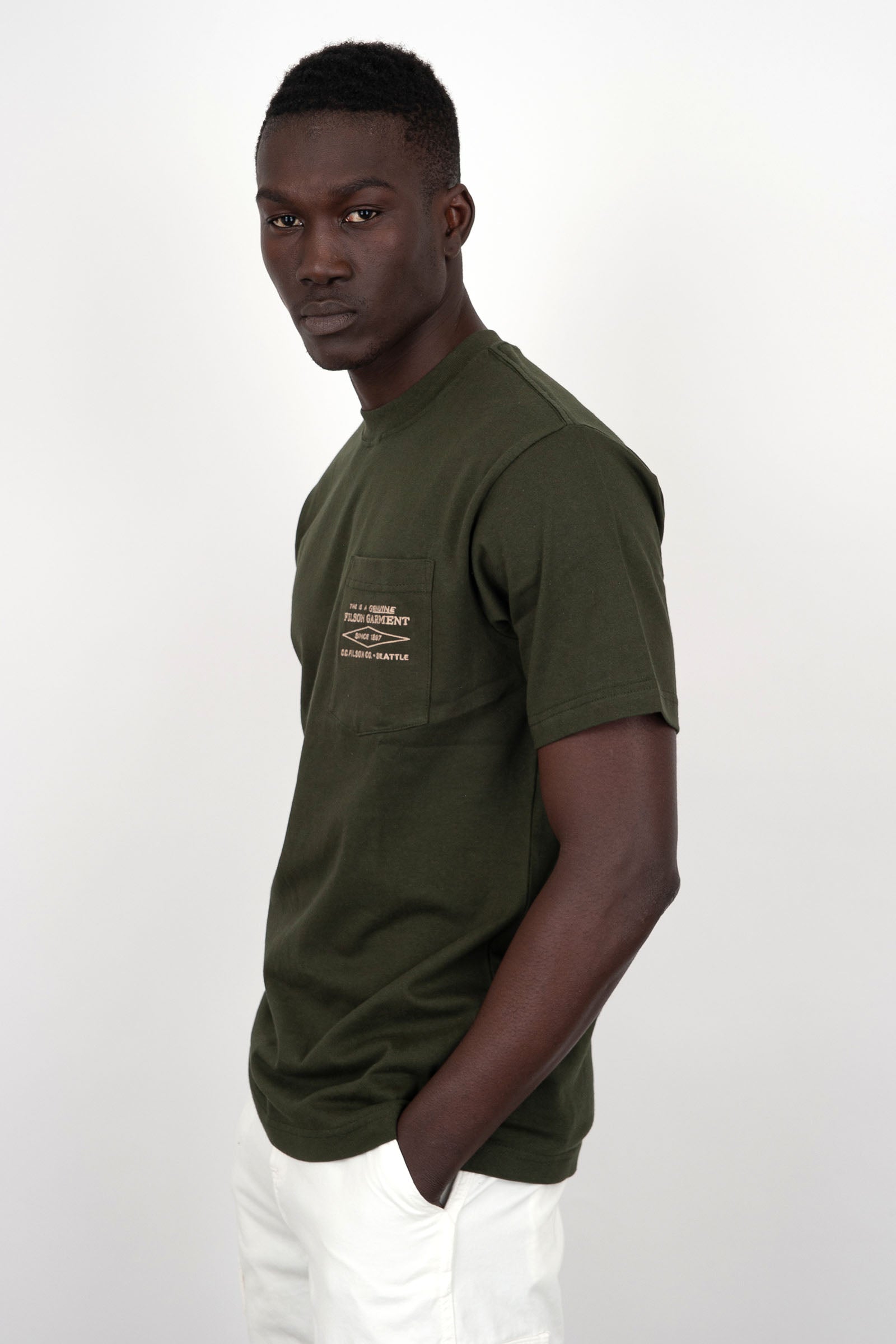 Filson T-shirt Embroidered Pocket Dark Green Cotton - 3