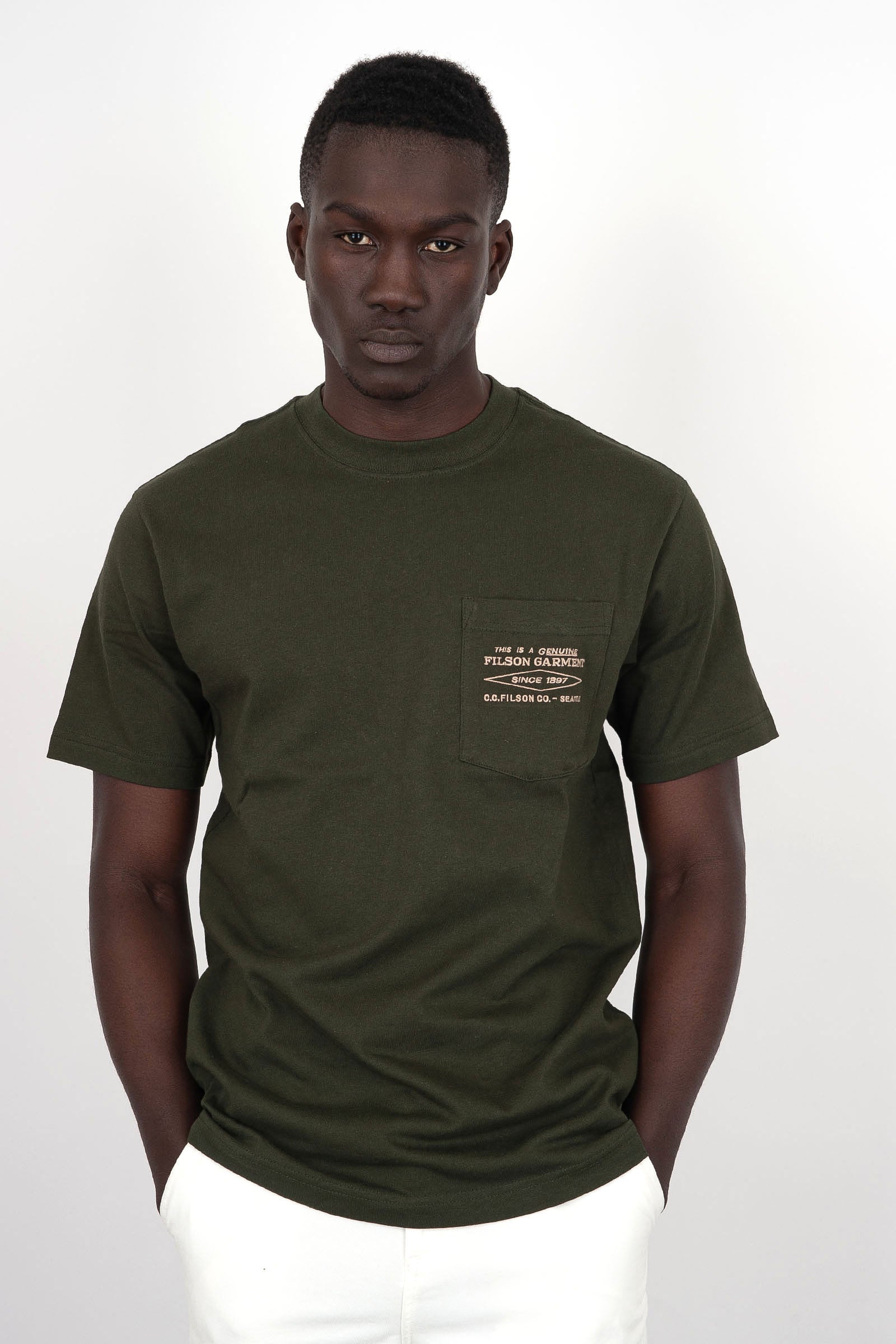 Filson T-shirt Embroidered Pocket Dark Green Cotton - 1