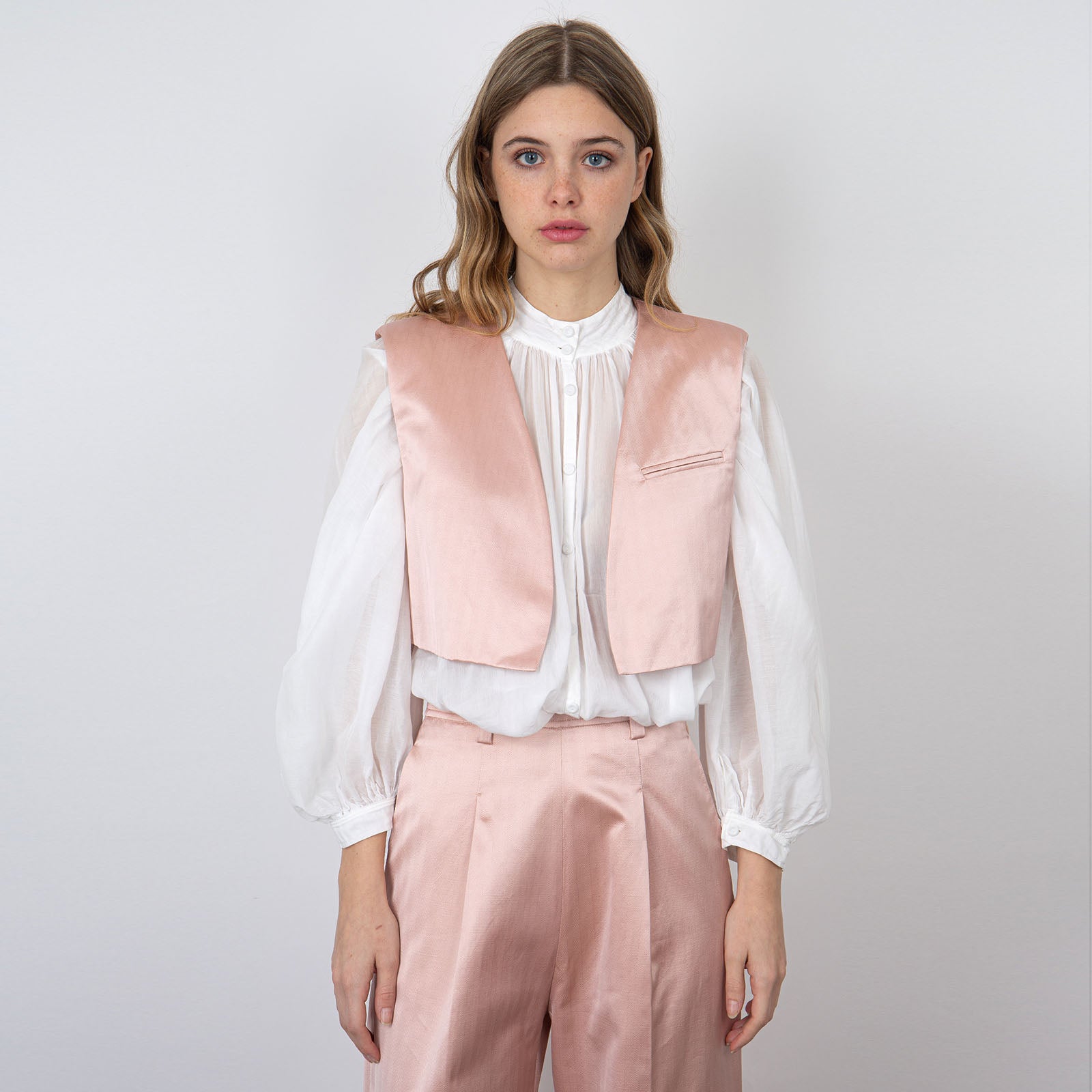 Forte Forte Tailored Cotton Vest in Light Pink - 6
