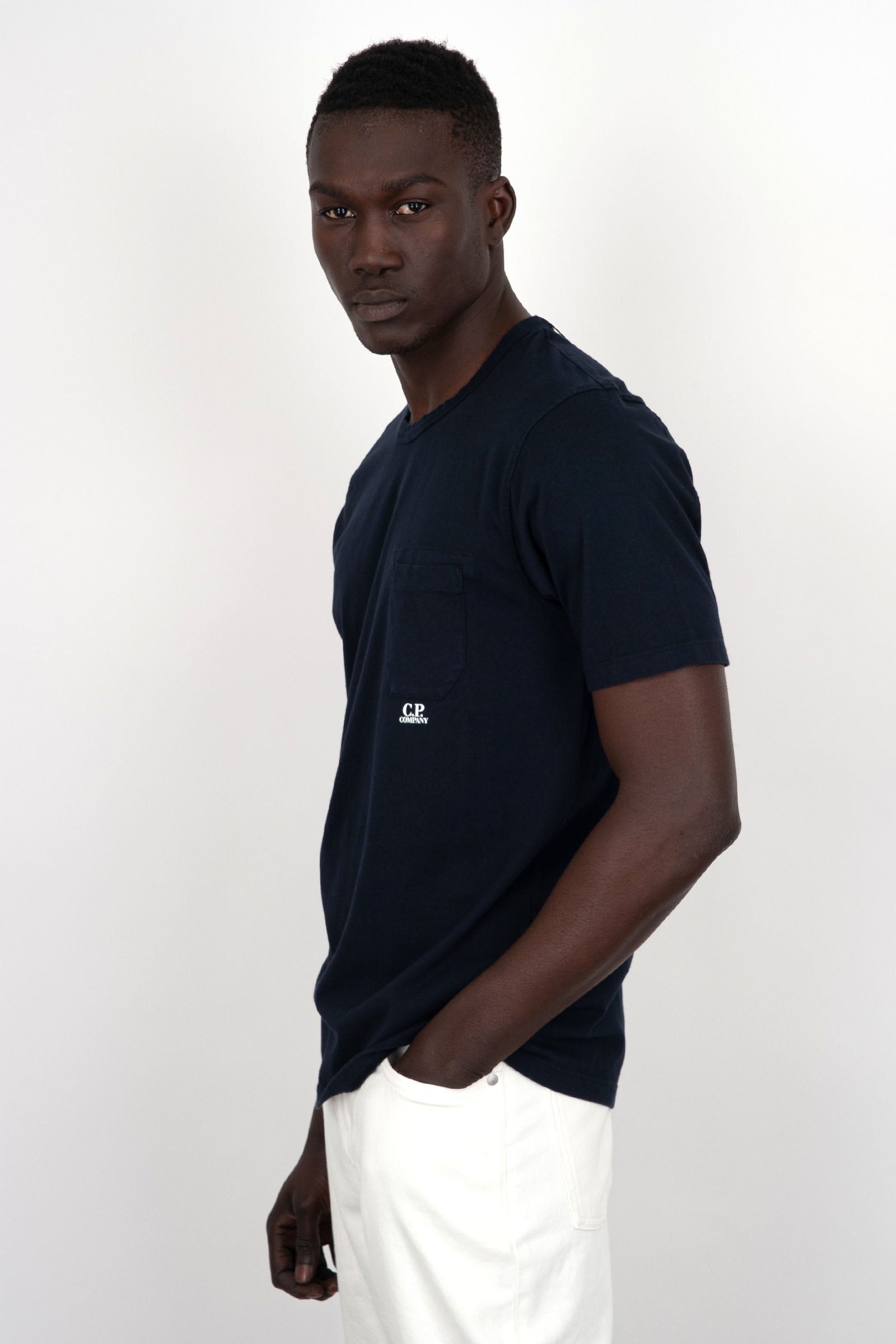 C.P. Company T-shirt Jersey Cotone Garment Dyed Pocket Blu - 3