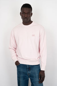 C.P. Company Light Pink Diagonal Fleece Logo Cotton Sweatshirt c.p. company
