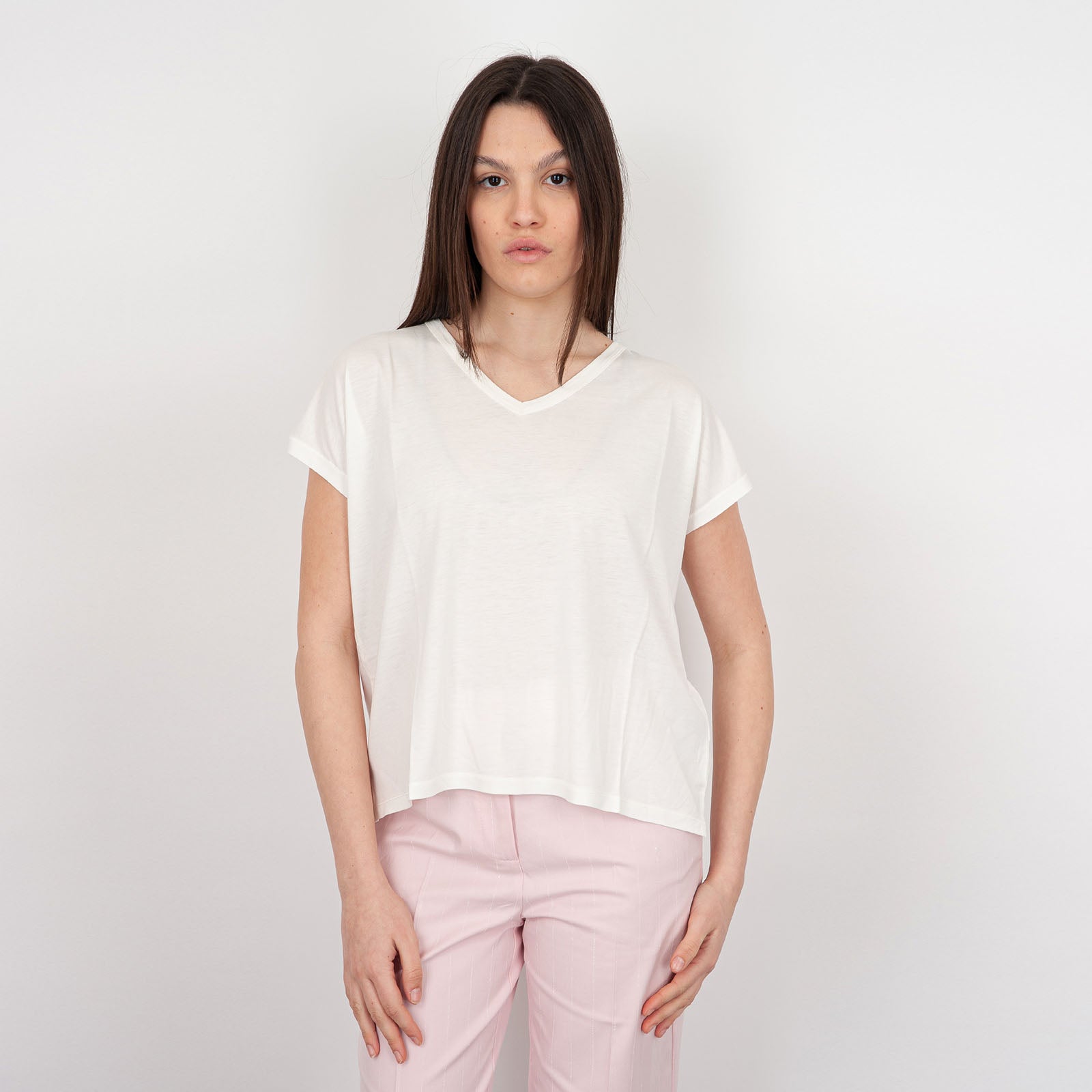 Absolut Cashmere V-Neck T-Shirt White Cotton - 6