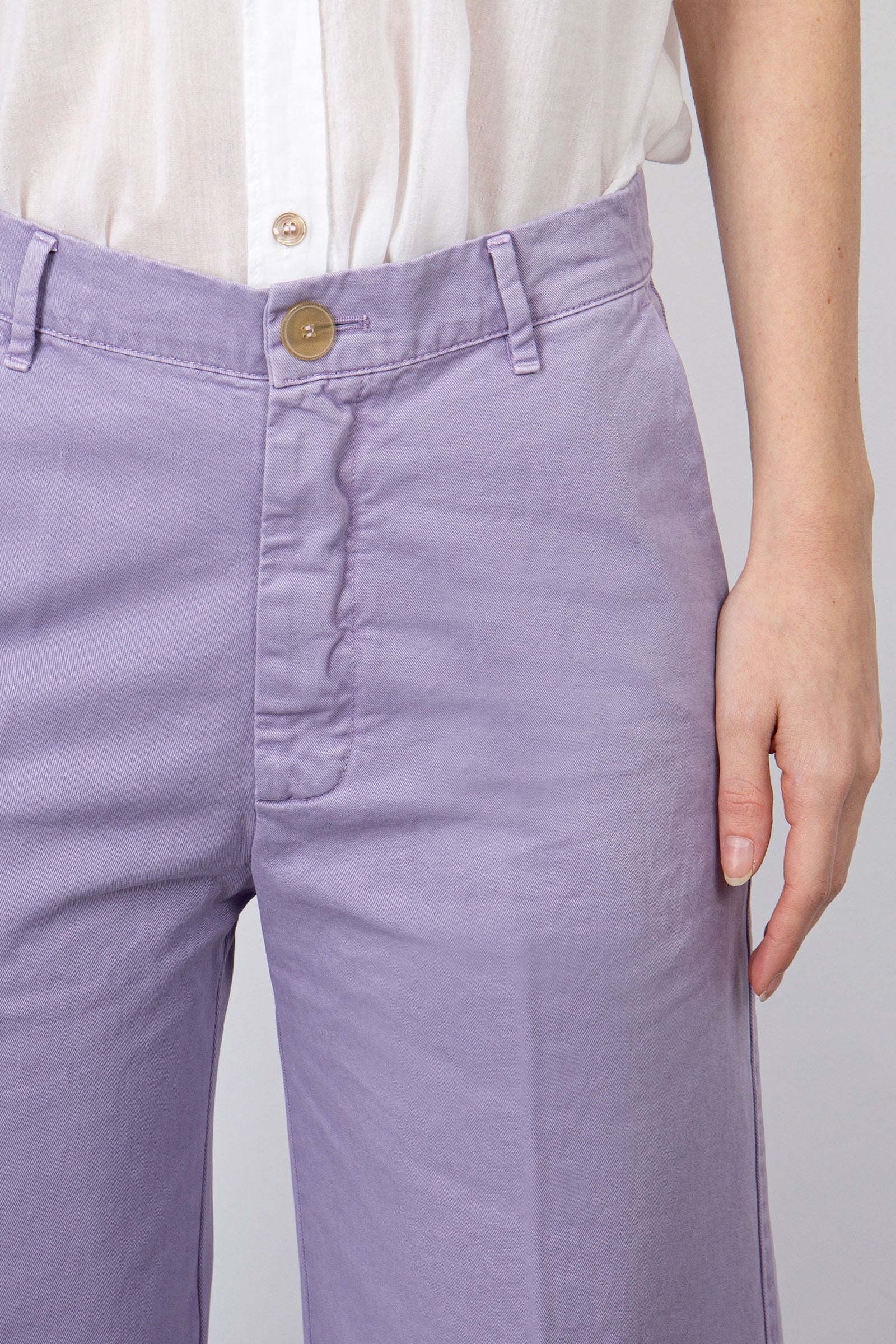 Forte Forte Wide Leg Gabardine Trousers Lilac Cotton - 5